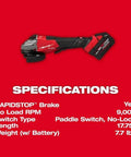 Heavy Duty Angle Grinder Paddle Switch Kit For M18 Fuel 4 Inch To 6 Inch Discs Kick Ass Brushless Brake 9000 Rpm Specifications Image