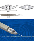 Five Pc Top Shelf Diamond Carbide Woodturning Inserts 28 X 10 Mm Negative Rake Blade Set, detailed view of diamond blade dimensions.