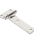 T-shaped door hinge, chrome-plated 304 stainless steel with mounting plate, close-up view