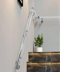 Get Ready To Level Up Your Space With This Epic Custom Acrylic Handrail Kit For Stairs Featuring Crystal Clear Lucite, Rock Solid Iron Brackets Supporting 440 Lbs Each, And A Grippy Non Slip Surface on a modern staircase.