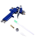 Precision Mini Gravity Feed HVLP Spray Paint Gun With 0.8mm Nozzle And 100ml Cup, blue sprayer with accessories for DIY finishing.