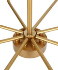 Detail of metal frame on 8 Light Modern Chandelier In Gold Finish Farmhouse Candle Style Hanging Light Fixture For Living Room And Dining Room