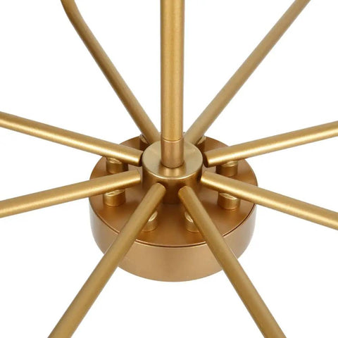 Detail of metal frame on 8 Light Modern Chandelier In Gold Finish Farmhouse Candle Style Hanging Light Fixture For Living Room And Dining Room