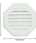 22 Inch Octagon Gable Vent With Screen, Two Piece Construction, White, UV Protected, Front Face Removable, Built In Screen