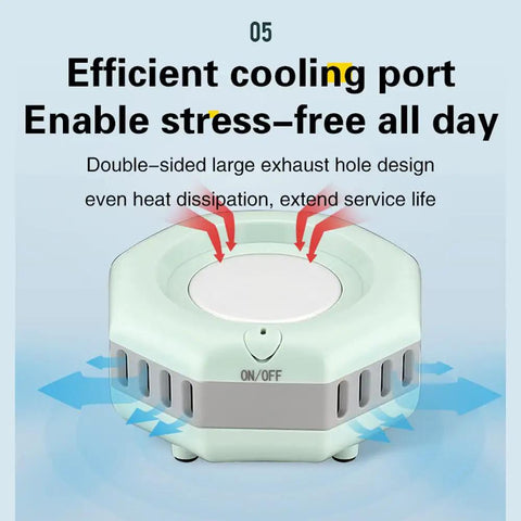 Mini Portable Cooler showing efficient cooling port design, emphasizing heat dissipation for quick chill system.