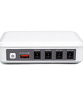 Portable Mini Ups Boasting Hella Reliable 6000Mah Backup Power For Seamless Router Modem And Security Camera Operation, back view with multiple outputs.