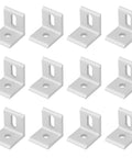 Slotted Inside Corner Braces For 3030 Aluminum Extrusion, Twelve Pack, 1/8 Inch Thick, Silver Finish, for 3D Printers and CNC Frames