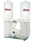 Heavy Duty 3 HP Dust Collector With Kickin Aluminum Impeller Generates 2300 CFM Shop Airflow with dual bags.