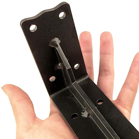 Heavy Duty Iron Triangle Shelf Brackets For Wall Cabinets And Counters Bulletproof Steel Corner Supports Kitchen And Bath Built Like A Tank Set Of Two 551 Lbs Load Rating Corrosion Protected held in hand