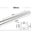 Heavy Duty Aluminum Alloy T Track And Miter Bar Slider for Table Saw Jigs 6061 T6 Slot Miter Track 300mm with guide dimensions.
