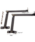 2 Pack Left Side Lid Support Hinges Fold Up Stay Hinges For Wood Boxes Cabinets Jewelry Boxes Toy Chests And Gift Boxes 4.25 Inch By 0.43 Inch Zinc Alloy Durable Hardware displayed with screws, showing antique bronze finish.