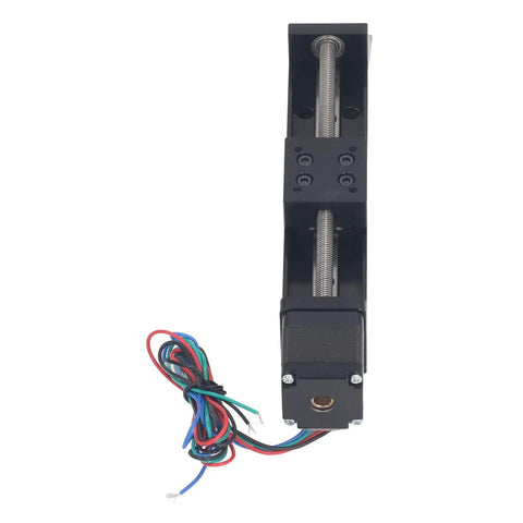 High Precision Linear Stage Actuator With 100Mm Stroke Stepper Motor And T6x4 Screw Rail Guide Slide For Cnc Milling Or Optical Lab aluminum actuator with cables and lead screw.