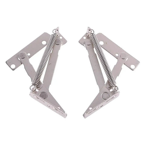 Heavy Duty 80 Degree Sprung Cabinet Door Hinges 2 Piece Set For Lift Up Flap Doors No Fuss Easy Install Stainless Steel Silver Finish Rustproof
