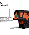 Side view of Compact Self Leveling Laser Level With Plumb Spot, Bright Green Cross Lines, 75 Foot Range, Class 2 Laser, Magnetic Mount
