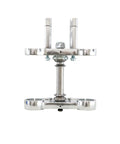 Triple Tree Clamp And Handlebar Riser Kit for Pit Bikes and Dirt Bikes front view showing CNC aluminum construction.