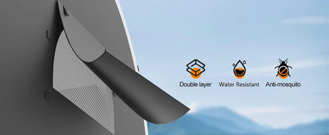 Close-up of 39.4 Inch Wider All Weather Outdoor Storage Shed Tent material showing double layer and water-resistant features.
