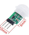 2 Pack PIR Motion Sensor Module Infrared Pyroelectric Detector For DIY Makers Projects Small Low Power IR Sensor With Auto And Manual Trigger 2.7 To 12V DC Compatible Mini Motion Detector, 10 x 8 mm PCB