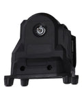 WALFRONT Portable Mini Bench Grinder With Six Adjustable Speed Settings, Powerful 100 Watt Compact Sander, black top view with nozzles.