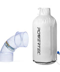 Clear four inch ID OD ninety degree elbow and dust collector bag kit with thirty micron filter for woodworking.