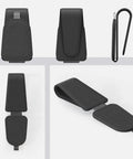 Premium Magnetic Sunglass Holder for Car Visor 2 Pack Soft Faux Leather Eyeglasses Clip with Powerful Magnet and Snazzy Look No Fuss Auto Accessory to Keep Your Shades Securely Handy Everywhere in black faux leather.