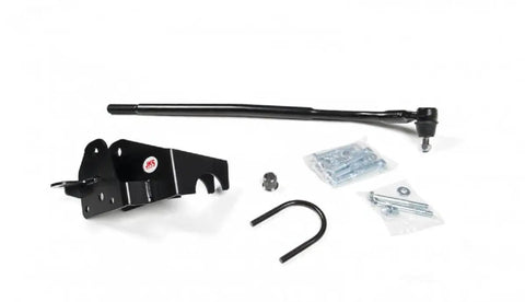 Drag Link Flip Kit For JK Wranglers With Track Bar Bracket And Tapered Steering Arm Insert To Upgrade Steering Geometry And Off Road Performance On Rough Trails Boss Ready. JK Wrangler drag link, bracket, insert, and hardware set
