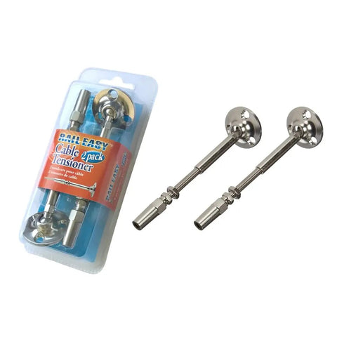 Rail Cable Railing Tensioner Set Five Thirty Second Inch Swage Fittings 316L Stainless Steel Marine Grade Two Pack in packaging