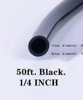 Close-up of 50 Foot One Quarter Inch Drip Irrigation Tubing For Lawn And Garden with visible inner and outer diameters.