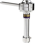 Built Like A Tank Universal Drum Tom Ball Socket Mount Clamp With Extended Hex Screw Posts And Compact Base Plates For Non Yess Systems One Twist Lock Stage Gear shown at an angle with shining chrome finish and adjustable lever.
