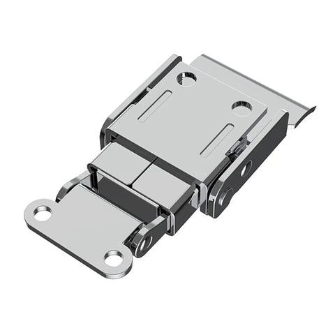 Heavy Duty Toggle Hasp Latch For Secure Safe Box And Tool Case With Spring Latch, stainless steel, angled view