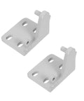 Rock Solid Metal Refrigerator Lower Hinge Assembly Two Piece Set For Freezer And Cooler Doors in white finish, heavy-duty metal design.