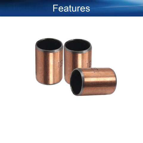 Six Pack Sleeve Bearing Set 12mm Bore 14mm OD 20mm Length Oilless Bronze Sintered Bushings For Sliding Machinery Parts Low Friction Wear Resistant Quiet Operation Printing Presses Textile Machines, three bronze bushings