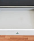 Open drawer with Vintage Ceramic Cabinet Knobs Set Of 6 With Sky Blue Nautical Drawer Pulls Single Hole Installation visible