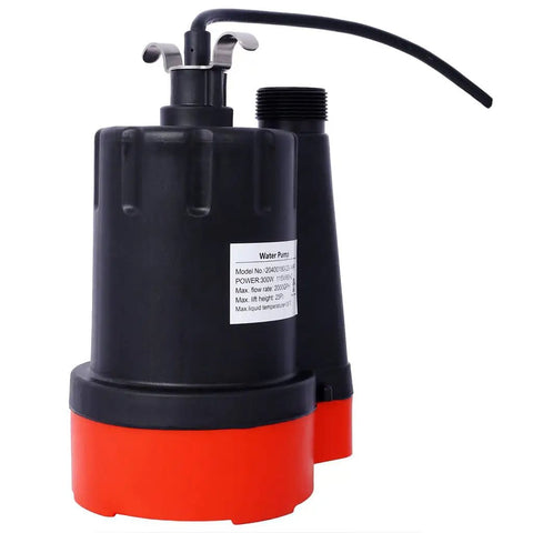 Heavy Duty Submersible Sump Pump Moves 2000 GPH With Tough As Nails Thermoplastic Construction And 25 Feet Max Lift To Handle Standing Water With Zero Sweat For Basements And Pools, viewed from the front.