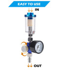 Universal One Quarter Inch Air Regulator Kit With Gauge For Pneumatic Spray Guns, inline oil water trap filter, easy to use.