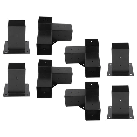 Hella Tough Steel Corner Brackets For Elevated Wood Deck Stand Kit Rust Proof Outdoor Lumber Support Hardware Powder Coated Post Mount Connectors Pack Of Eight, showing various bracket styles.