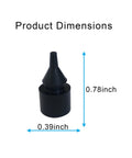 Black rubber fuel filler door bumper stopper, 0.78 in tall, 0.39 in diameter