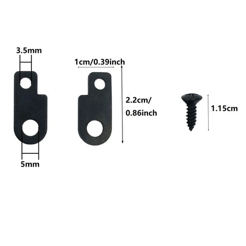 Dimensions of metal brackets and screw from Heavy Duty Guitar Effects Pedal Mounting Kit With Metal Brackets And Screws Universal Pedalboard Hardware
