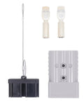 Heavy Duty 350 Amp 600 Volt Forklift Battery Connector And Jumper Plug For Towing Winch And Electric Charging components including black clip and connectors.