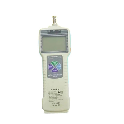 Push Pull Position Force Meter Tension Tester 5N To 100N KGF LBF N Newton For Compression Real Time Tracking With Two Peak Modes Flip LCD Display And Wide Range Metrics, handheld front view