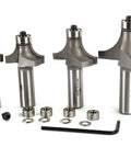 Top Shelf Roundover And Beading Router Bit Kit Featuring One Half Inch Shank Size For Fine Carpentry Work Includes four steel cutters and adjustment tool.