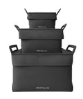 Top Shelf Collapsible Felt Storage Bins With Secure Lids For Closets And Cube Organizers Assorted Sizes Versatile Makeup Holders Space Saving Setup Gray Double Pack stacked in various sizes.