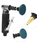 90 Degree Angle Die Grinder 20000 RPM Pneumatic Air Tool with blue abrasive pad and comfortable grip for precision polishing.