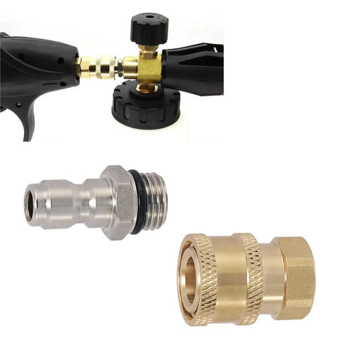 RecDec 2-pack pressure washer quick-connect adapters; brass metal fittings, 1/4 in NPT female to 1/4 in plug.