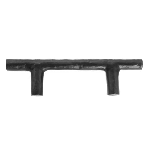 3 Inch C2C Modern Bar Handle Pull, Rustic Solid Cast Iron With Black Powder Coat, 5-3/8 Inch Overall Length, front view