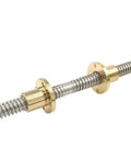 8mm Lead Screw 200mm Length Bi Directional With 2 Brass Nuts for 3D printers, close-up of Acme Thread 2mm Pitch