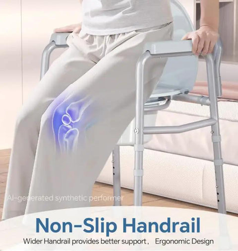 Built Like a Tank 3 in 1 Bedside Commode with Raised Toilet Seat and Safety Frame Featuring Rock Solid Double Crossbar Support and 350 Pound Rating for Senior Bathroom Mobility Aid