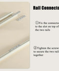 Hella Tough Wall Mounted Double Track Sliding Barn Door Hardware rail connector installation guide with dual rails and screws.