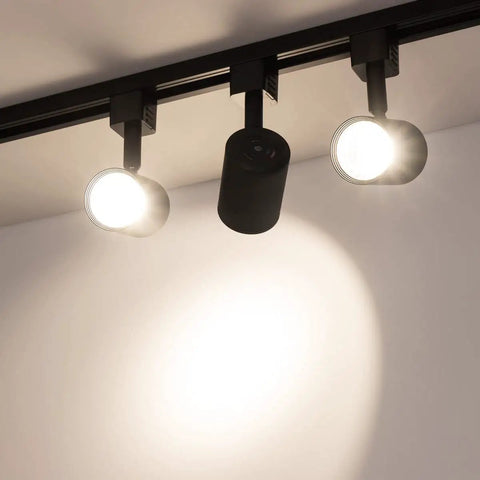 LED Track Lighting Heads Pack Of 6 For Real, 6.5W Each, 24 Degree Beam, Black, 4000K Neutral White, J Type Compatible installed on rail