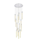 Modern 13 Light Chrome Pendant Chandelier With Brilliant Crystals That Truly Hits Different In Large Rooms And Makes Every Dinner Party A Total Vibe Upgrade At Home, featuring adjustable suspension and clear crystal accents.