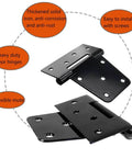 3.5 Inch Heavy Duty Gate Hinge Set For Fence And Door Applications Black Wrought Iron Rustproof Hinges With Stainless Steel Screws Pack Of 4 For Barn Gates Interior Exterior Use 60 Lb Capacity